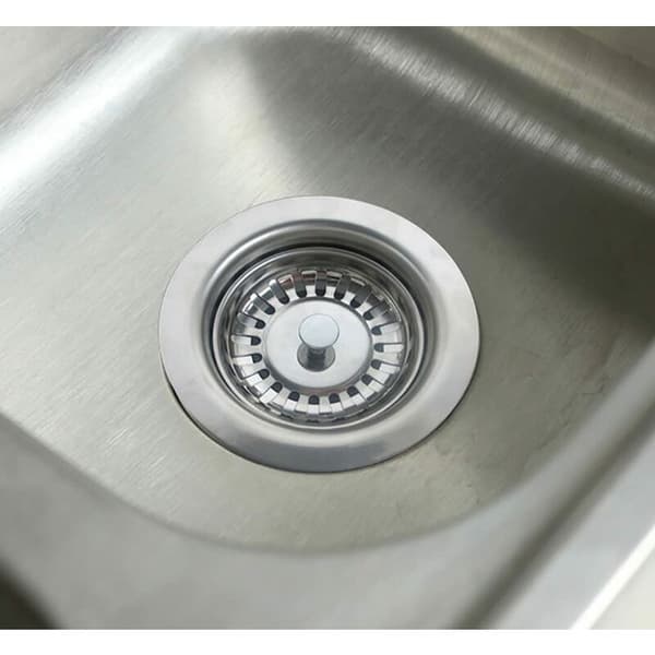 Vaskesien uden overløb i rustfrit stål, kurv ø 110 mm 1½\", rustfrit stål + ABS-afløb + kurv