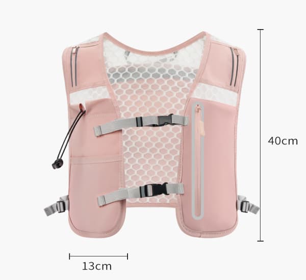 Men's and Women's Running Vest, 500ml Soft Flask Included, Lightweight Reflective Hydration Backpack with Adjustable Straps Pink