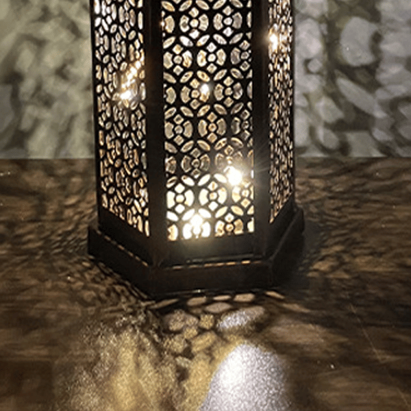 Small Moroccan Lantern in Black Metal 27.2 cm - Moroccan Teal