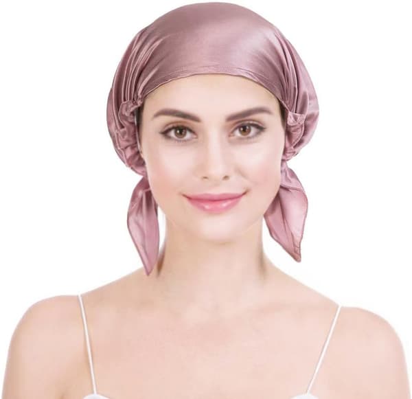 (Rosa) Mulberry Silke Sovehætte - Blød 16 Momme Anti-Hårtab Justerbart Elastikbånd - One Size