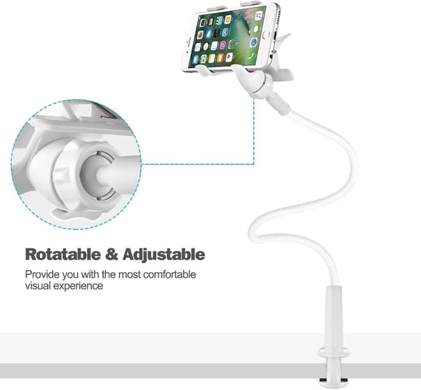 Foldable Tablet and Smartphone Holder, Adjustable Gooseneck Stand
