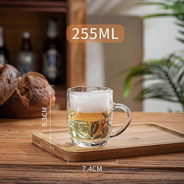 Classic Beer Glass, Old-Fashioned Pub Style, Tankard with Handle and Dimple Pattern 250 ml 250ml