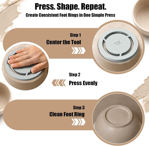 5-pack Ceramic Foot Ring Tools - Pottery Foot Former, Clay Base Adjuster for Ceramics, Even Foot Press for Ceramic Bowls, Cups, and DIY Wheel Projects