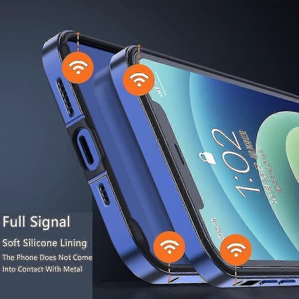 Metal Frame Bumper Case Compatible 14 Pro Max/14 Pro/14 With Raised Edge B Blue iPhone 14 Plus