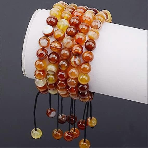 Massive Beads Natural Healing Power Gemstone Crystal Beads Unisex Adjustable Macrame Bracelets 8mm
