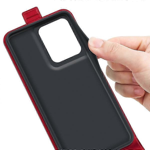 R64 Vertikalt Flip Läderfodral för Motorola Edge 50 Pro Red