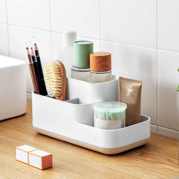 Cosmetic Storage Box, Removable Brown Plastic Storage Box
