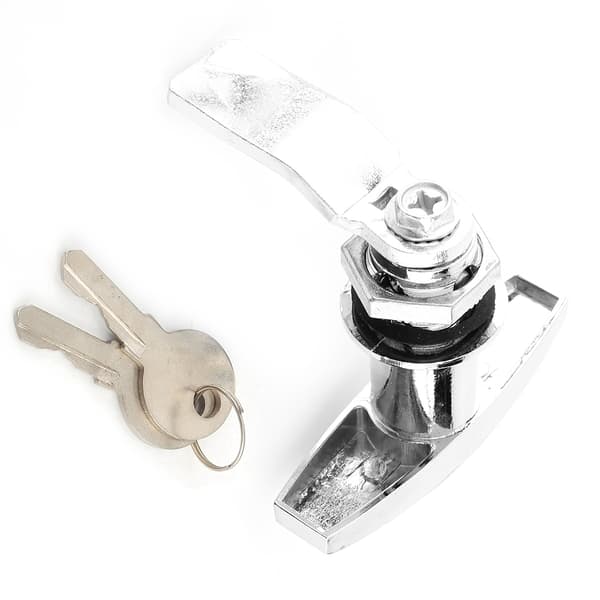 Rear Mount T Handle Lock Toolbox Garage Door Lock with Keys for Trailer Caravan Canopy Silver