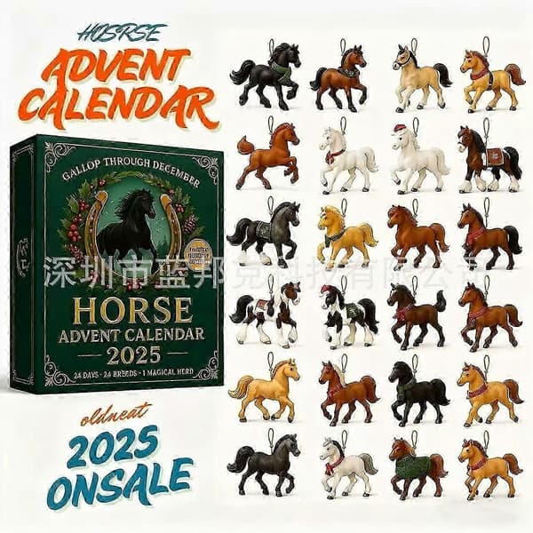 2026 Gallop Through December Häst Julkalender med Blind Box-överraskningar för Hästentusiaster
