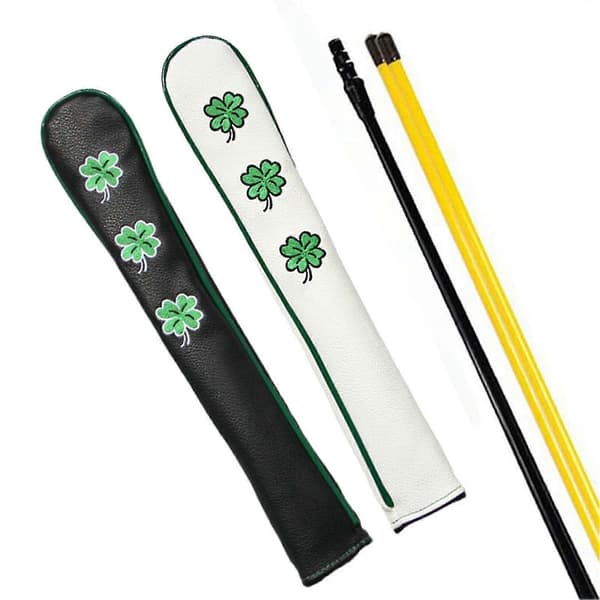 Golf Alignment Stick Holder 3D Embroidery Four-Leaf Clover Pattern Training Aid Golf Alignment Stick Cover Golf Accessories Kaesi A A Vit