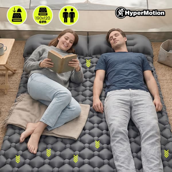Ultralight Inflatable Double Sleeping Pad 190x120 cm Grey
