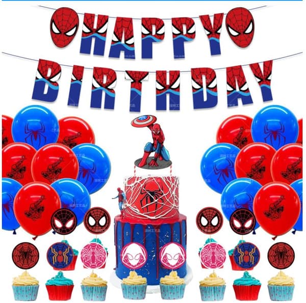 Spider-Man Barnkalas Ballongbåge - Happy Birthday Party
