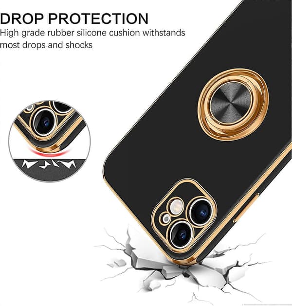 iPhone 11 Case with 360 Ring Holder, Slim Shockproof Kickstand Function Supports Magnetic Car Mount Phone Case for iPhone 11 6.1