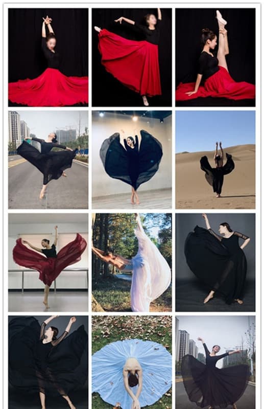 720 Silkeagtig Tynd Chiffon Elastisk Talje Lang Dansekjole til Mavedans Beige Beige 95cm