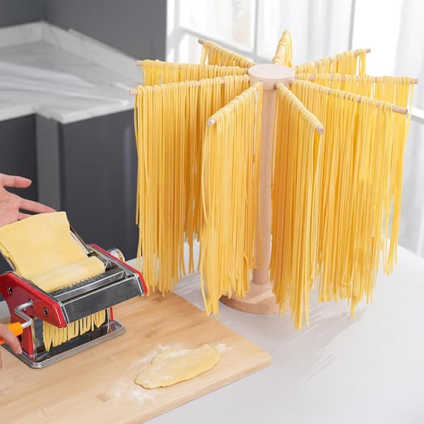 Pastatørrestativ, stort pastastativ i træ, foldbart til tørring af frisk pasta, nudler, spaghetti