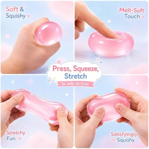 Coconut Oil Squishy - Moldable Fidget Stress Ball without Rebound 2 Pack Pink+blue