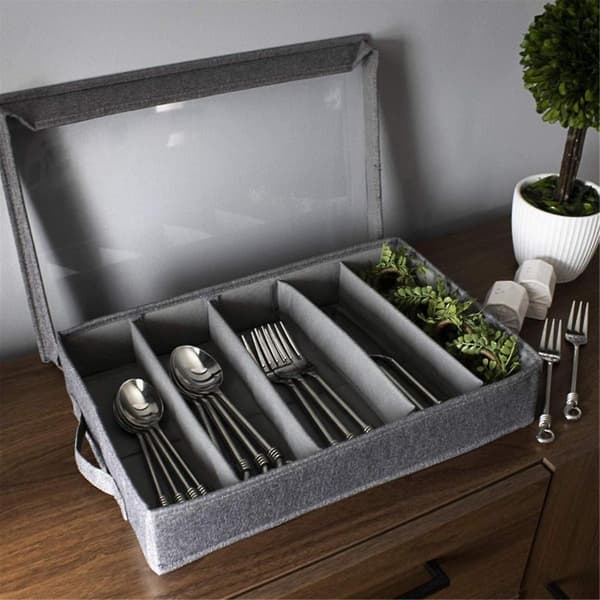 Cutlery and Utensil Storage - Durable Cutlery Box with Adjustable Divider, 5 Compartments