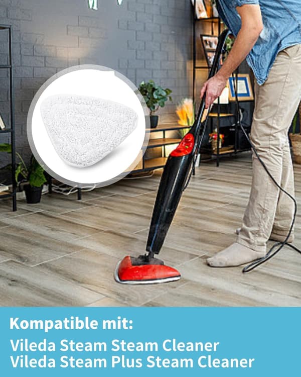 8-paknings erstatningsputer for Vileda Steam og Vileda Steam Plus dampmopp, tilbehør til mikrofiber dampmopp kompatibel