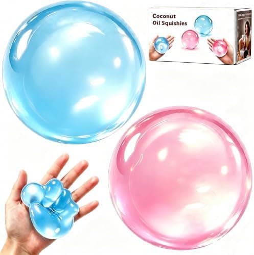 Coconut Oil Squishy - Moldable Fidget Stress Ball without Rebound 2 Pack Pink+blue