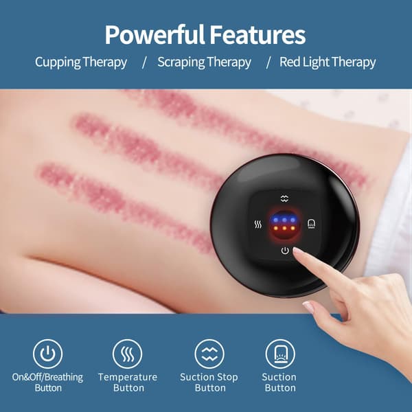 Smart Dynamisk Cupping Terapi Sæt, Cellulit Massager 3 i 1 Vakuum Terapi Maskine Cellulitefjerner, Gua Sha Massageværktøj med 6 niveauer temperatur og