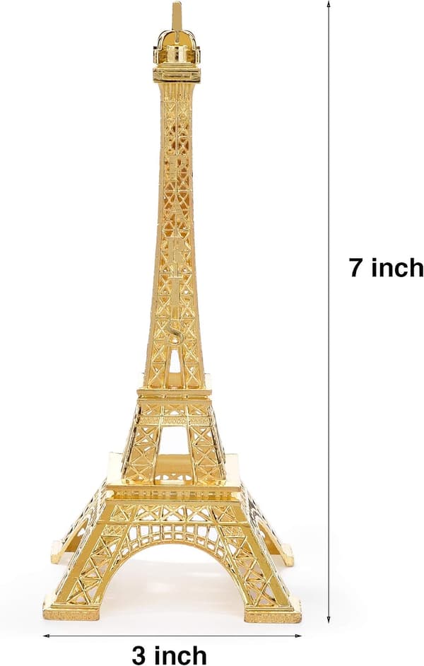 Eiffeltårnet statue dekor, 7 tommer legering metall samleobjekt replika suvenir rom, Paris Eiffeltårnet. (gull) gold