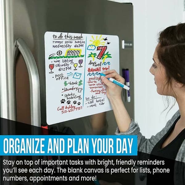 JOORRT Magnetic Refrigerator Whiteboard 17 x 12 with Stain-Free Technology, Magnetic Refrigerator Whiteboard Planner in Flat Pack