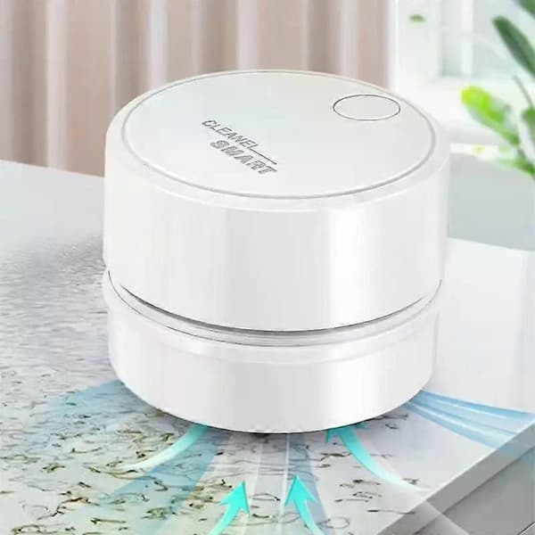 Portable Vacuum Cleaner Mini Desktop Dust Eraser Debris Cleaner Sweeper Office Desk Dust Tool For Car Home Computer Handheld White
