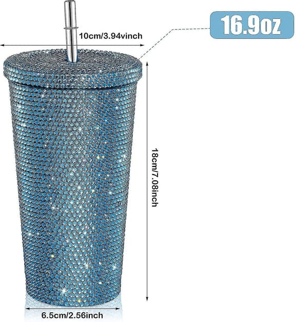 Bling-timanttivesipullo glitterillä ja kannella