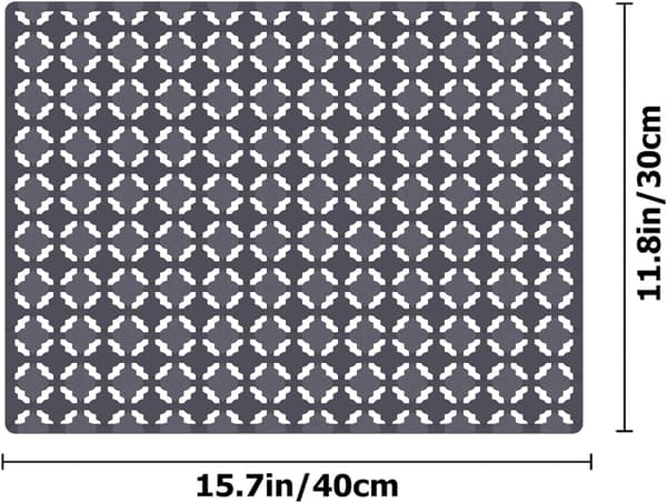 Sink Mat, 2 Pcs Sink Protector Mat for Ceramic/Stainless Steel Sinks, Cuttable Drain Mat 30 x 40 cm, Grey grey