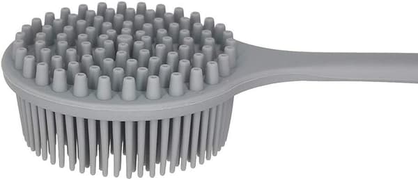 Back brush for shower, soft silicone bath brush with long handle Gray