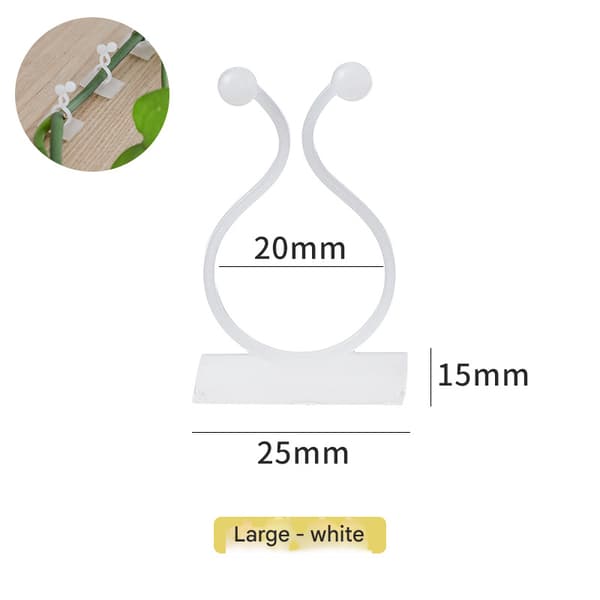 50-pack Växtklämmor Självhäftande Växtklättervägg (Vit Stor) Vit White large