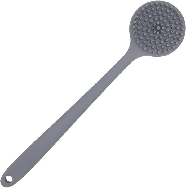 Back brush for shower, soft silicone bath brush with long handle Gray