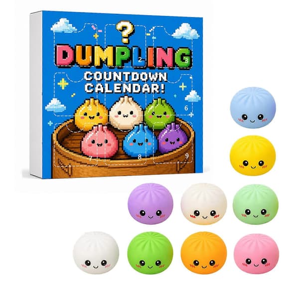 2026 Dumpling Julekalender Fidget Squishy 24 dages nedtællingskalender Sød blød dejbold C