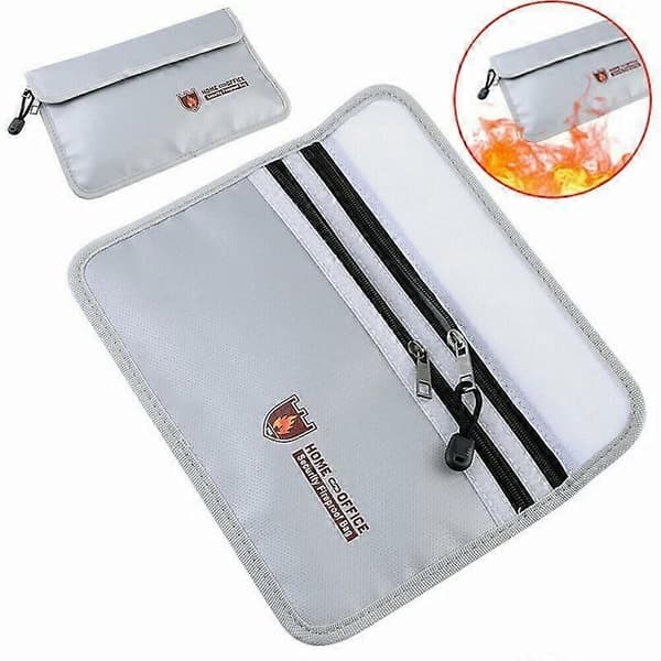 Fireproof Document Bag with Waterproof Safe Box, Portable Fireproof Safe for Passports, Jewelry, and Valuables, Foldable Security Pouch with Double Zippers