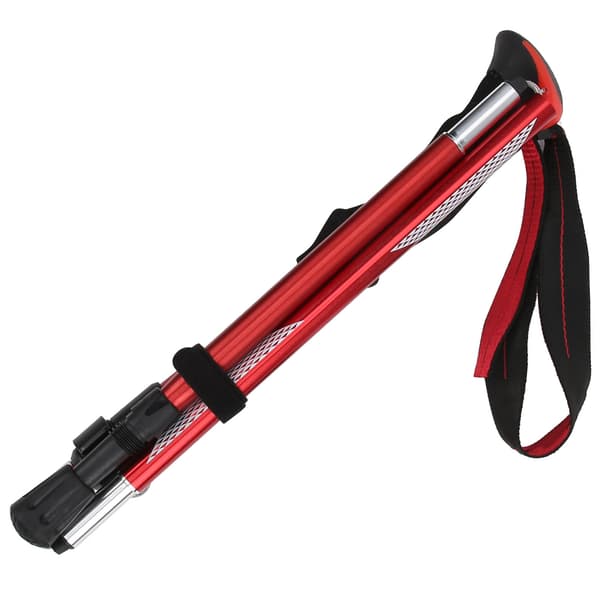 Foldable Lightweight Aluminum Hiking Pole Trekking Pole Foldable Short for Women Red
