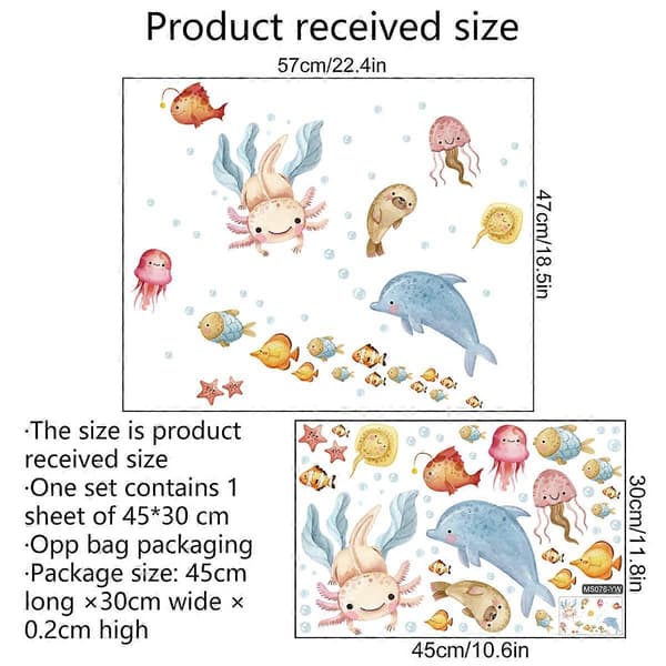 A set of marine fish wall decals