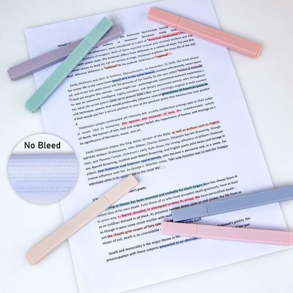Highlighters, with chisel tip, no bleed, quick dry, easy to hold, for Bible, notes, school supplies, 6-pack