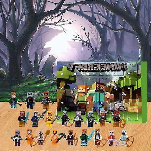 2026 Adventskalender 24 Minecraft Brick Blind Boxes Nedtelling Blind Boxes Jule- og Halloweenfestivaler