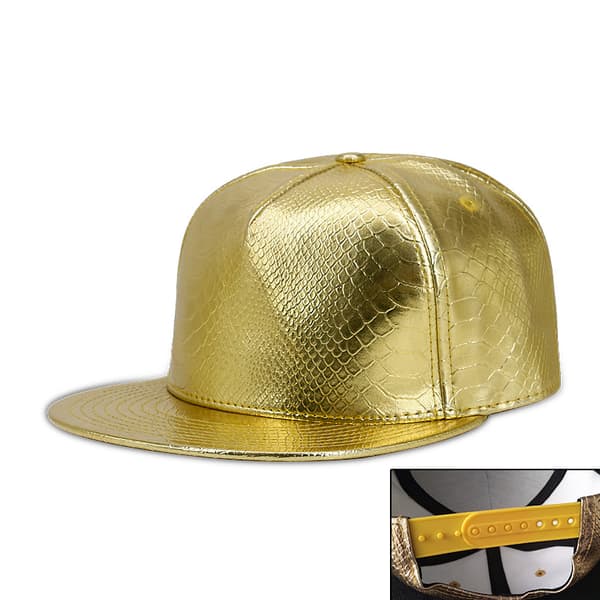 Unisex Snapback Caps, Adjustable Flat Brim Hiphop Cap (Gold)