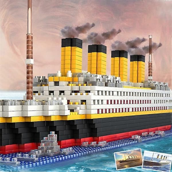 Titanic Building Blocks Set Titanic Ship Model DIY Micro Mini Blocks for Kids Educational Toy As Shown