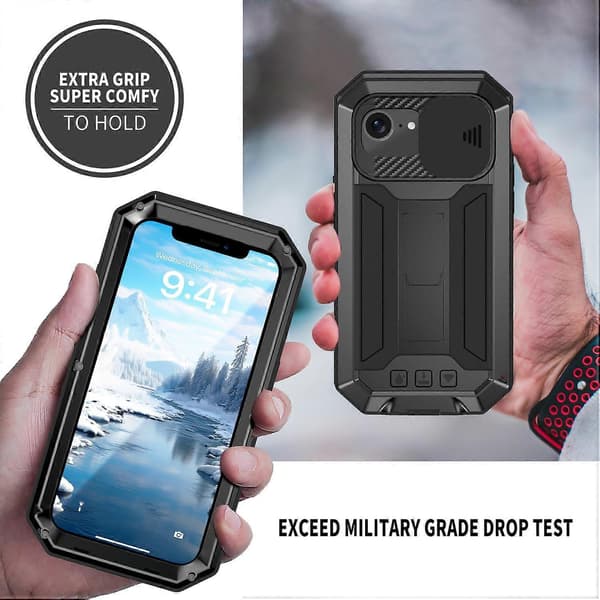Skyvbart Kamera IP54 Liv Vanntett Holder Mobilskall Svart Black Black For iPhone 16e