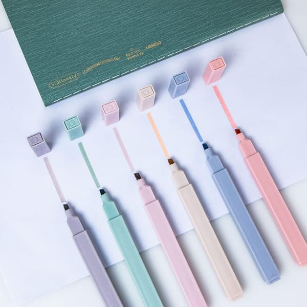 Highlighters, with chisel tip, no bleed, quick dry, easy to hold, for Bible, notes, school supplies, 6-pack