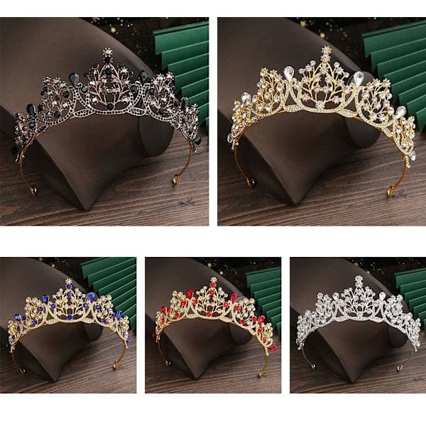 Prinsesse Krystal Tiara Rhinestone Hårbånd SORT