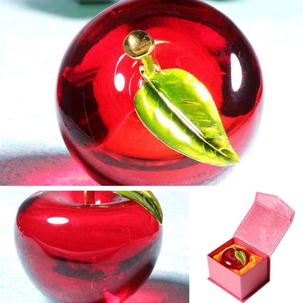 1 Crystal Apple Creative Gift: Gold Leaf Decoration Craft - Christmas Decorations & Home Decor (60 Gold Leaf Red)