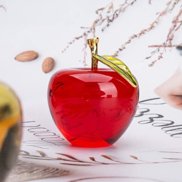 1 Crystal Apple Creative Gift: Gold Leaf Decoration Craft - Christmas Decorations & Home Decor (60 Gold Leaf Red)