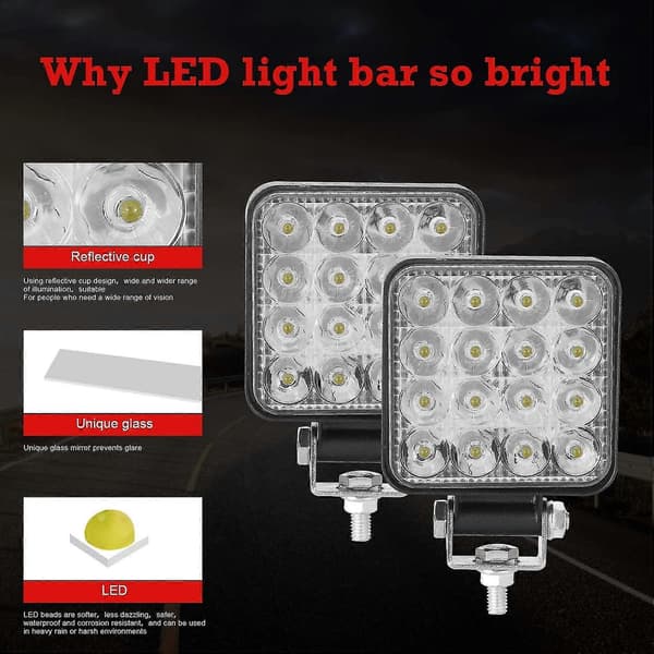 4 stk LED Arbeidslys 3 Tommer 48w LED Frontlys Arbeidsprojektor Tåkelys For Bil Lastebil Utv Suv Off-road_Spesielle gaver