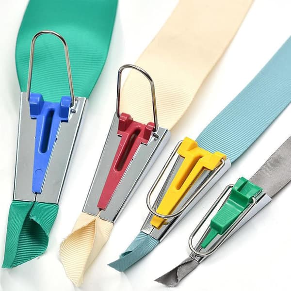 4-pack Bias Tape Makers, Durable Hard Plastic and Stainless Steel, Sewing Binding Quilting Tools, Perfect for DIY Patchwork Arts and Crafts