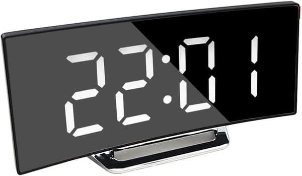Digital Alarm Clock Bedside, LED Bedside Clock with Screen, Night Light, USB Charging Port, for Bedroom, White White