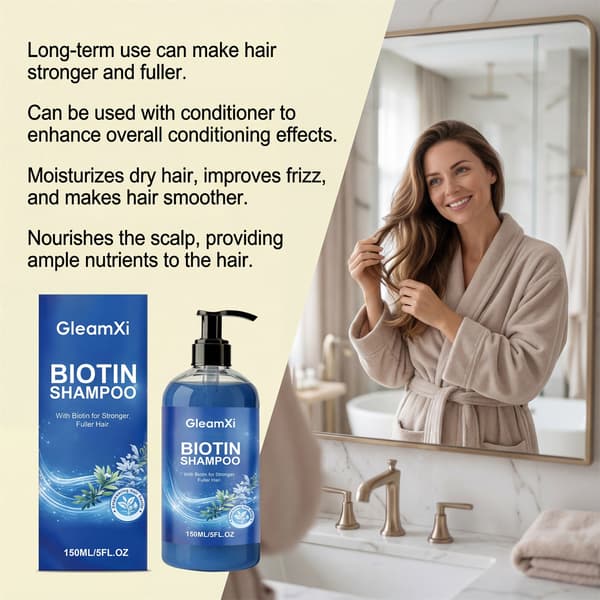 Biotin Shampoo for Daily Cleansing, Making Hair Smooth, Light, Flowy, and Voluminous.