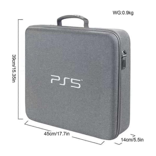 PS5 Carrying Case - 2023 Protective Case with Adjustable Handle and Console Storage black
